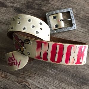 RARE OG Ed Hardy ROCK & ROLL Lives Rhinestone Belt